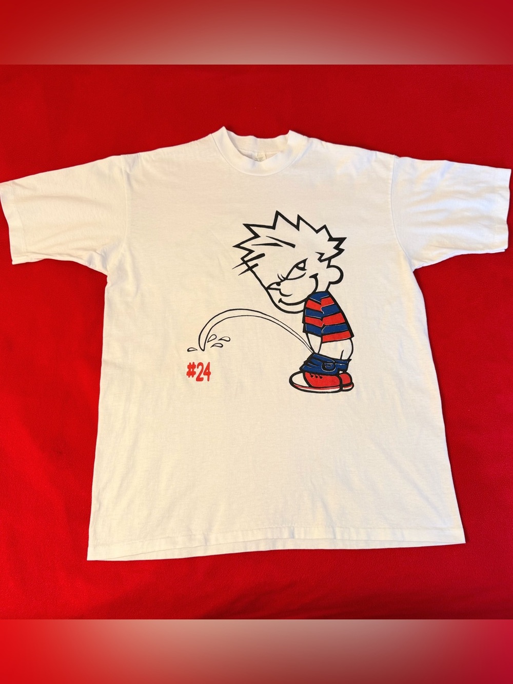 Vintage 80s/90s Calvin & Hobbes Piss 2 Sided Graphic Single Stitch Tee Size L